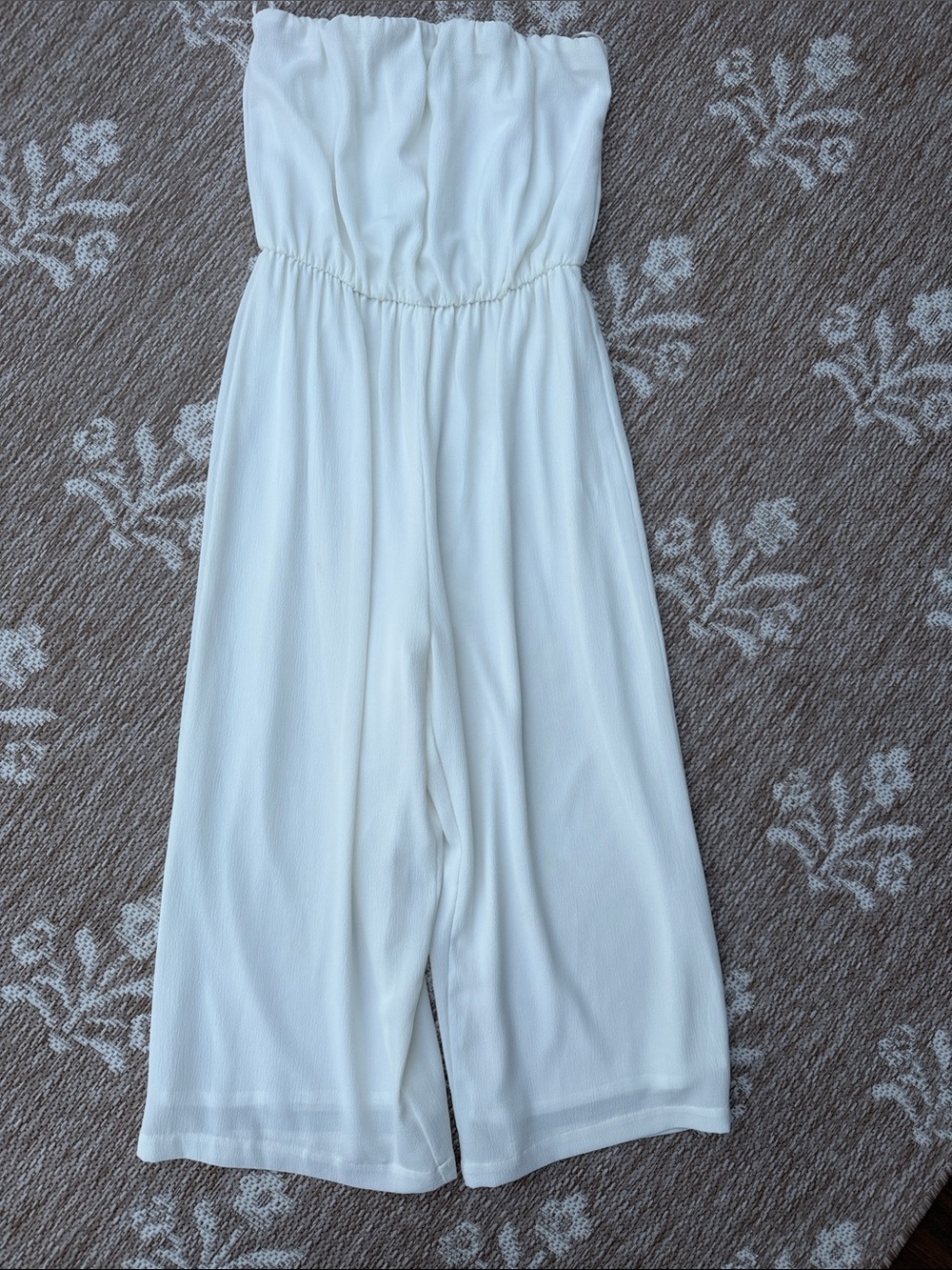 Abbeline White Strapless Wide-Leg Jumpsuit